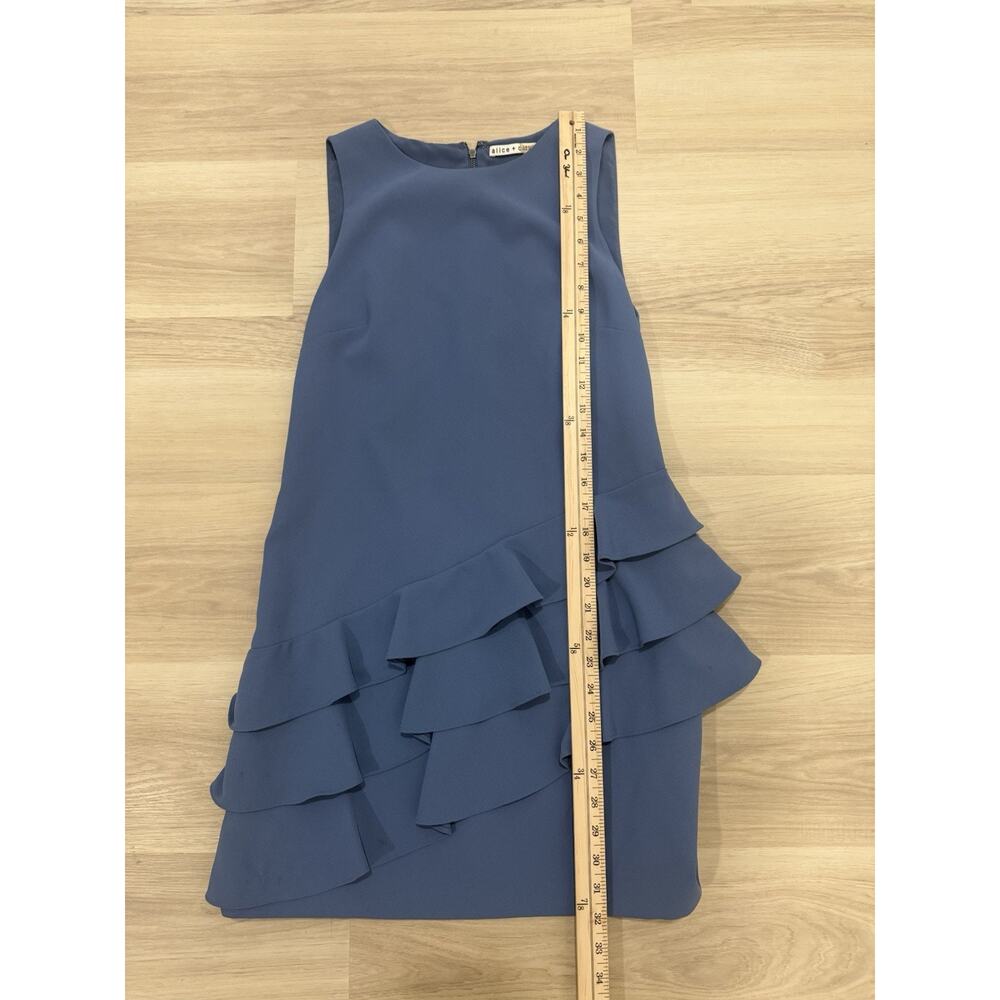 Alice+Olivia Womens Clive Sleeveless Blue Asymmetrical Ruffled Mini Dress Size 2 - Picture 7 of 9